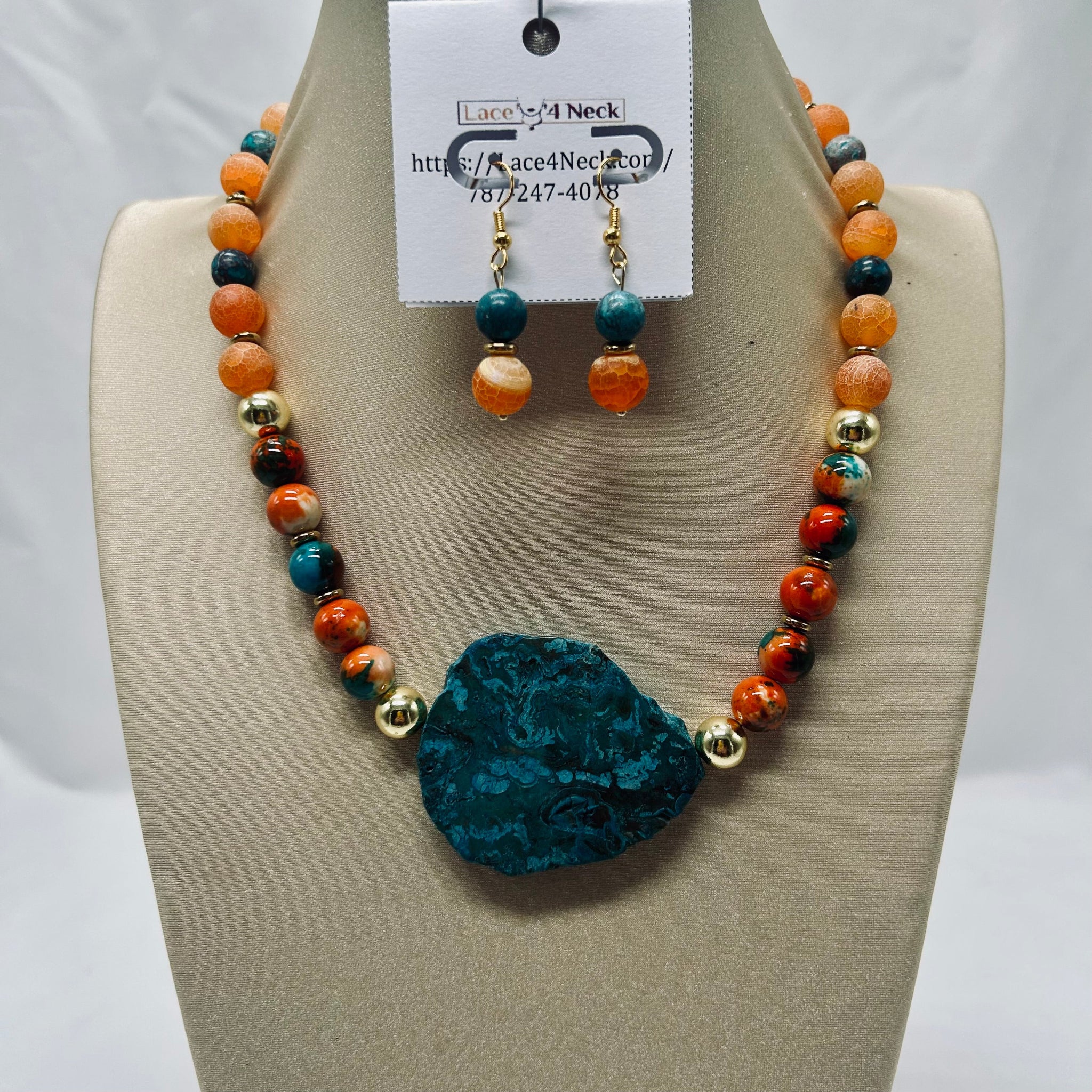 “High Seas,” Agate, Composite Howlite & Ocean Jasper necklace