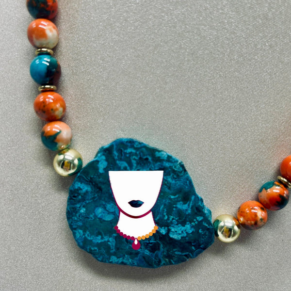 “High Seas,” Agate, Composite Howlite & Ocean Jasper necklace
