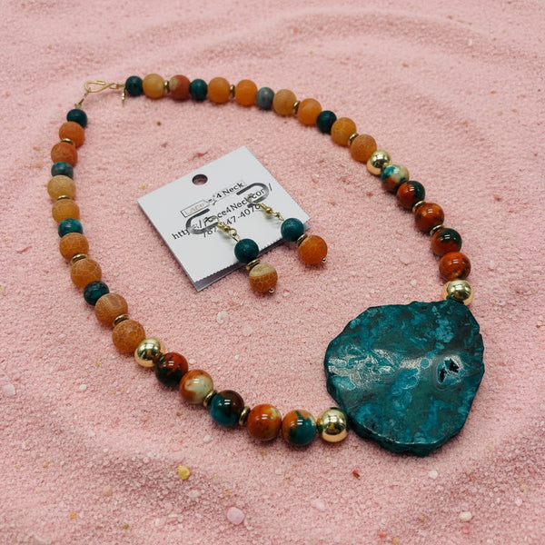 “High Seas,” Agate, Composite Howlite & Ocean Jasper necklace