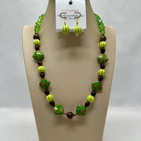 “Hills,” Composite, Glass, and Jade necklace