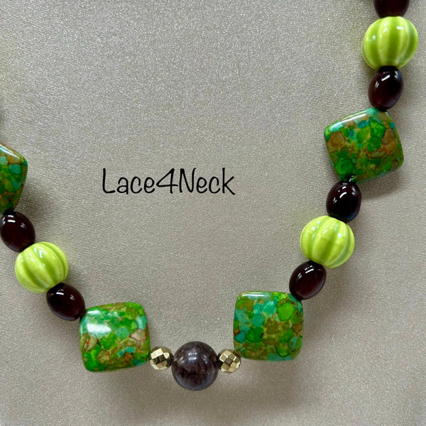 “Hills,” Composite, Glass, and Jade necklace