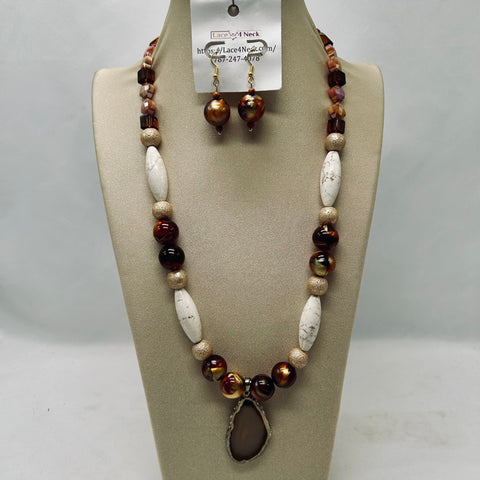 “Holos”, Brown Agate & Glass necklace