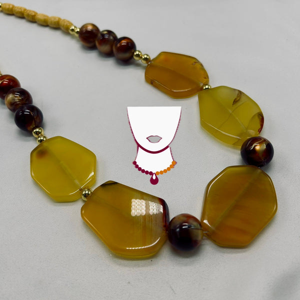 “Honey”, Striped Agate, Acrylic & Howlite necklace