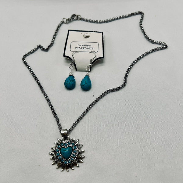 Howlite Flower Heart chain set