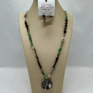 “Idea”, Aventurine, Rutilated & Smokey Quartz necklace