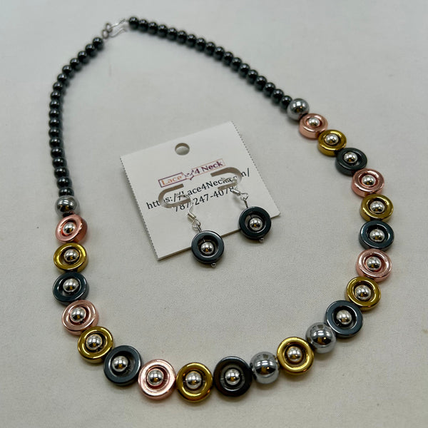 “Iridescence”, Mixed Hematite Series necklace