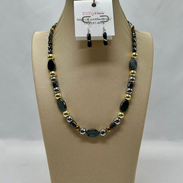 “Iridescence”, Mixed Hematite Series necklace