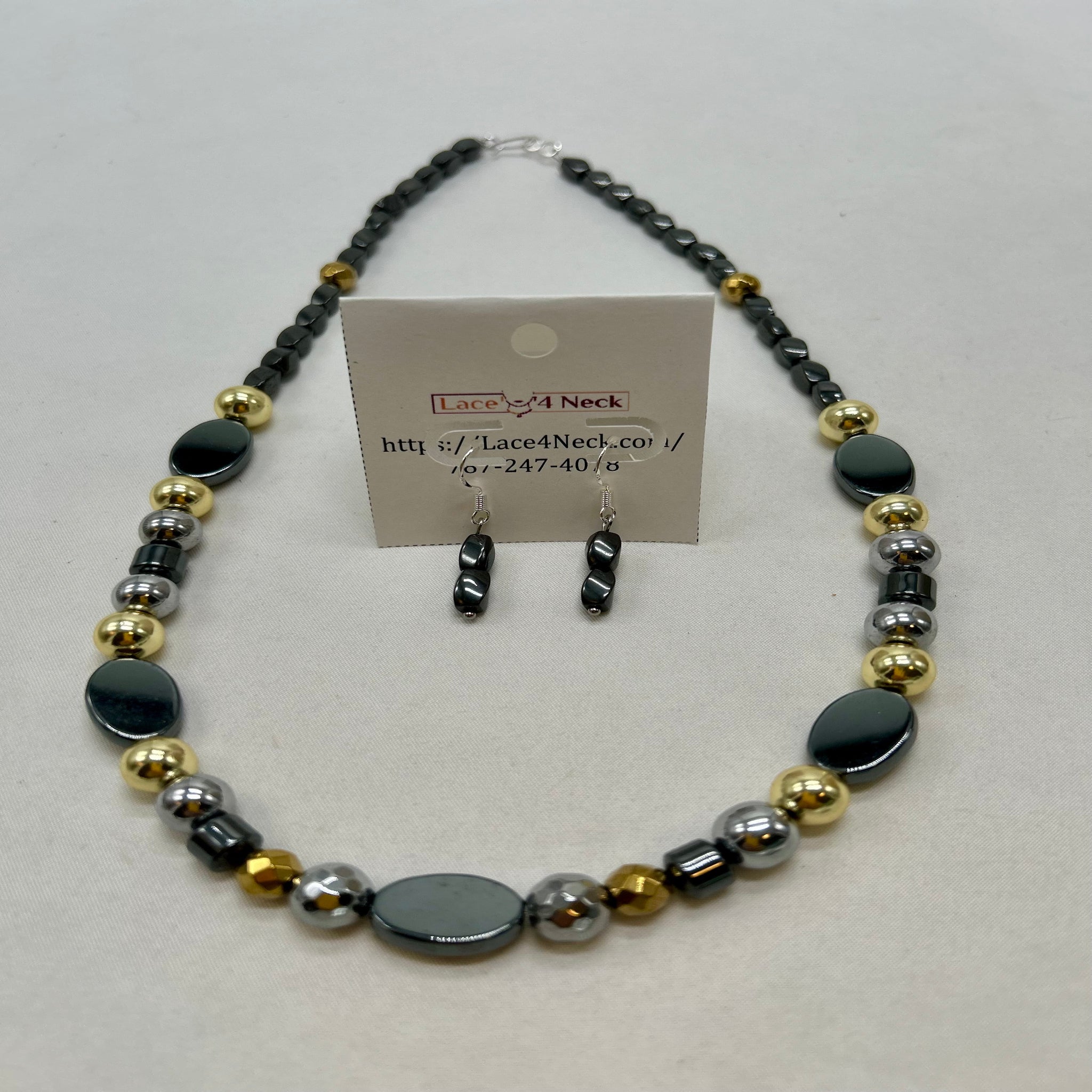 “Iridescence”, Mixed Hematite Series necklace