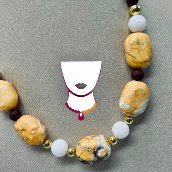 “Jaune”, Brown Jasper & Yellow Turquoise necklace