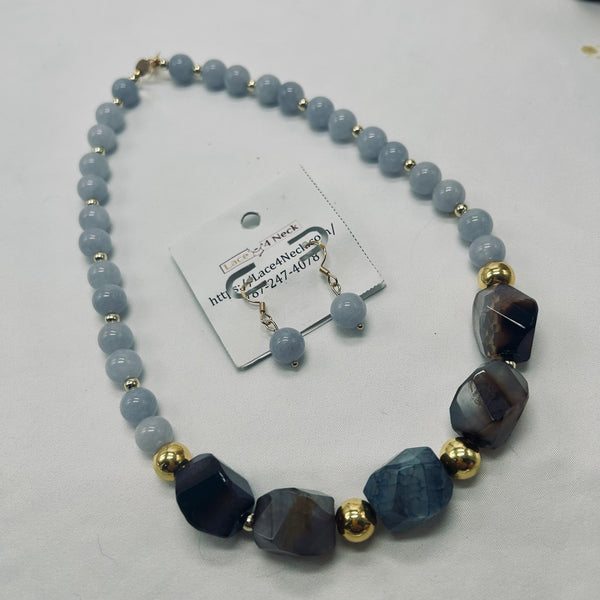 “Joventut,” Agate & Aquamarine necklace