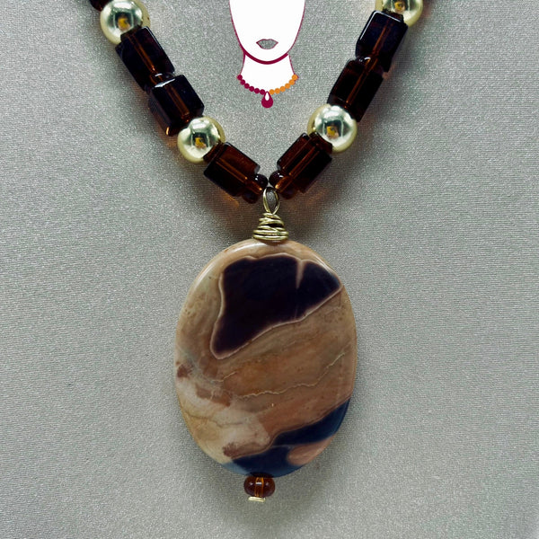 “Kahlo,” Agate, Hematite & Jasper necklace