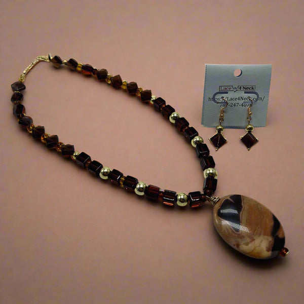 “Kahlo,” Agate, Hematite & Jasper necklace
