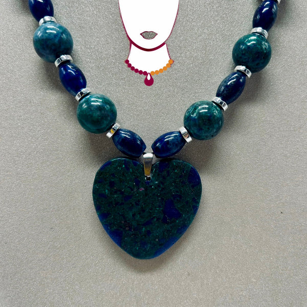 “Karuna,” Chrysocolla & Lapis necklace