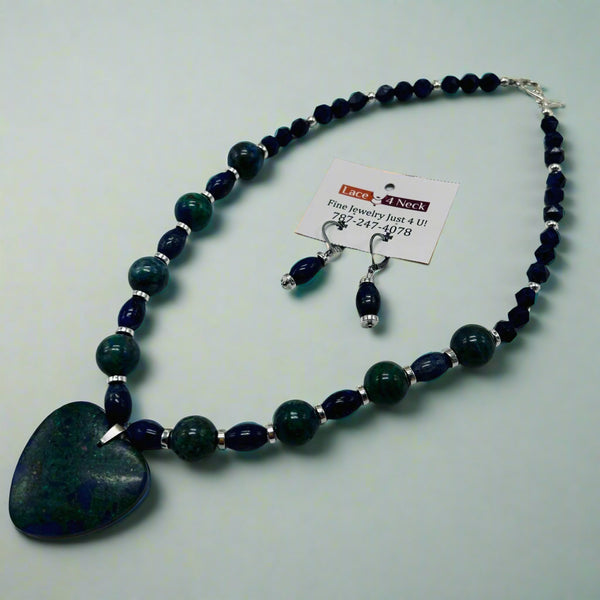 “Karuna,” Chrysocolla & Lapis necklace