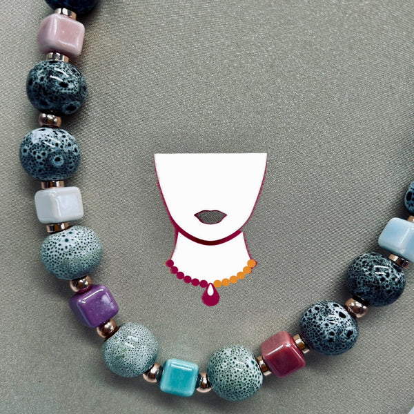 “Keramiec,”, Ceramic & Selenite necklace