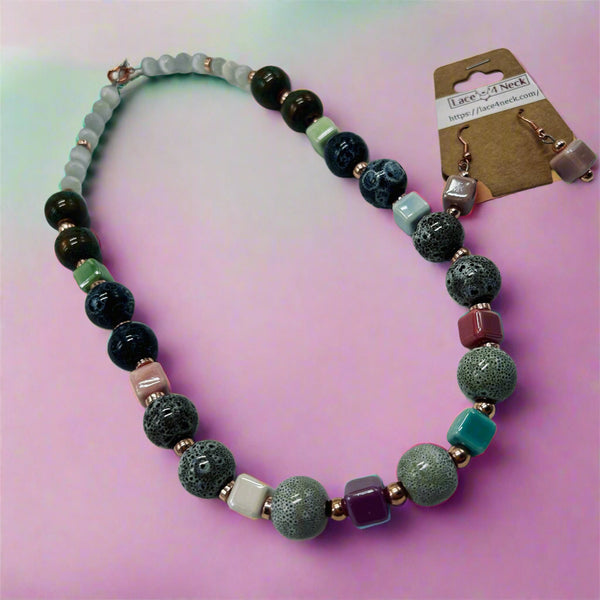 “Keramiec,”, Ceramic & Selenite necklace