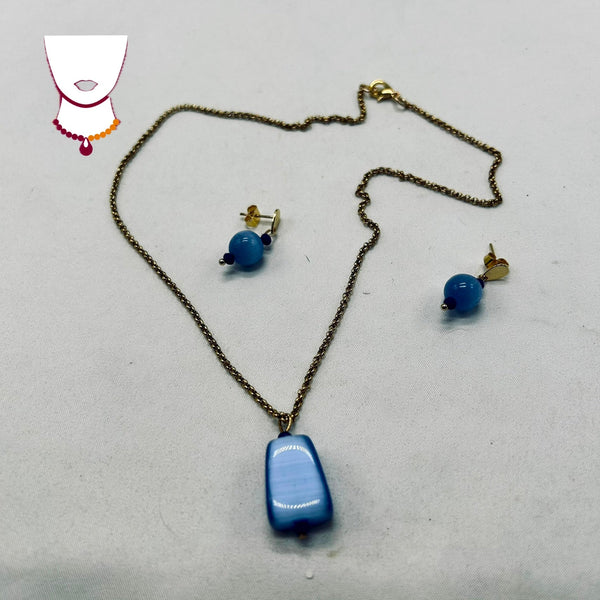 “Kyma”, Blue Cat Eye Chain Set