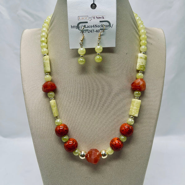 “Lemoen”, Botswana Agate & Opalite necklace