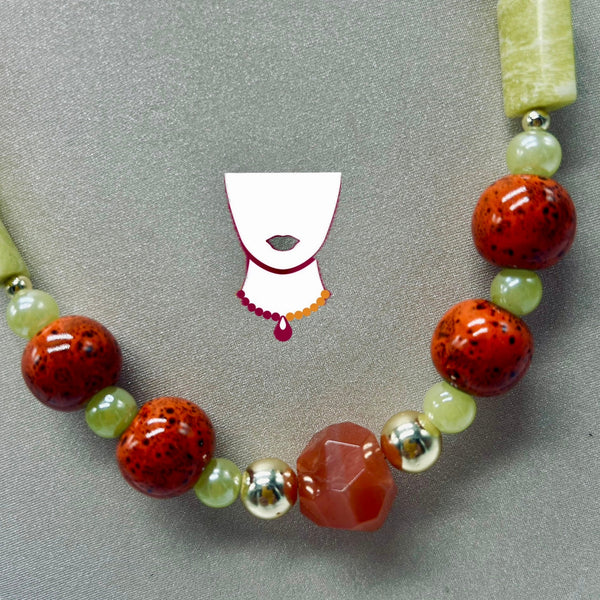 “Lemoen”, Botswana Agate & Opalite necklace