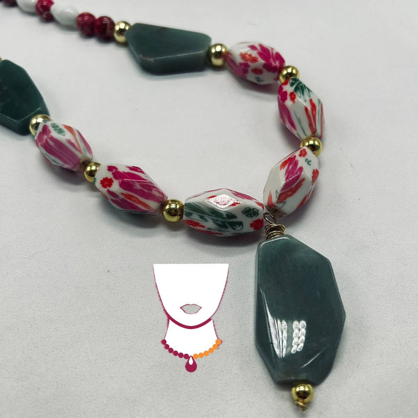 “Lily,” Acrylic, Aventurine & Variscite necklace