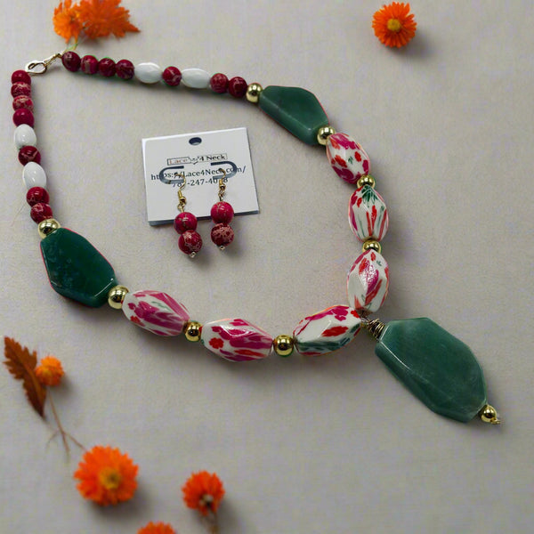 “Lily,” Acrylic, Aventurine & Variscite necklace