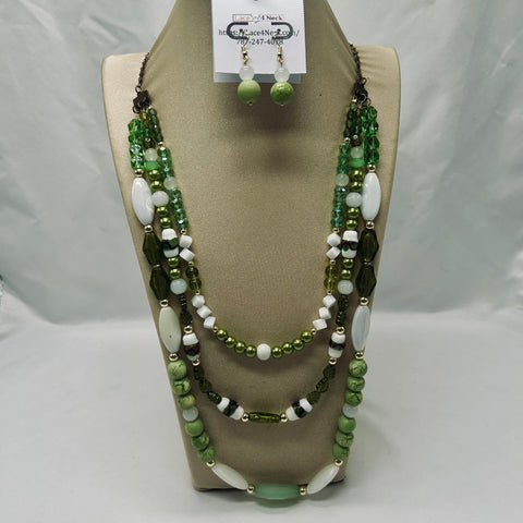 “Limonero,” Mixed beads long necklace