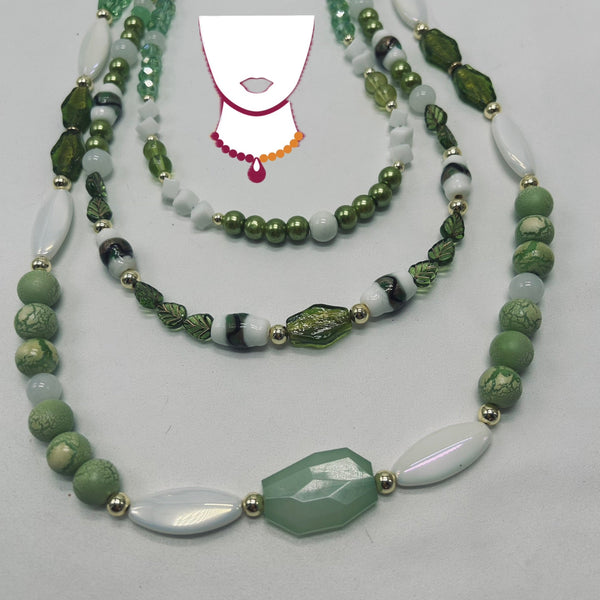 “Limonero,” Mixed beads long necklace