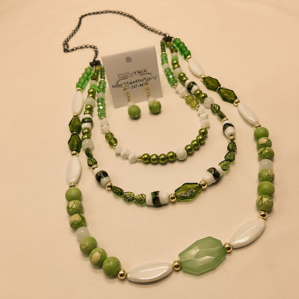 “Limonero,” Mixed beads long necklace