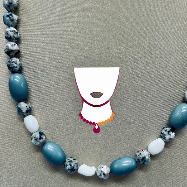 “Lyon”, Azurite K2 Stone & Glass necklace