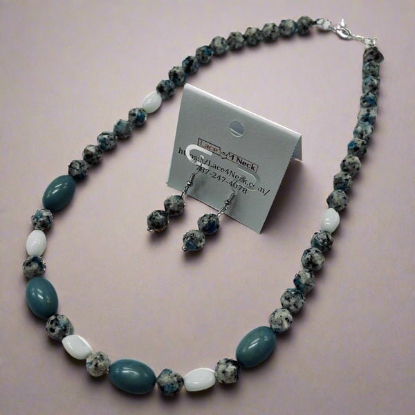 “Lyon”, Azurite K2 Stone & Glass necklace