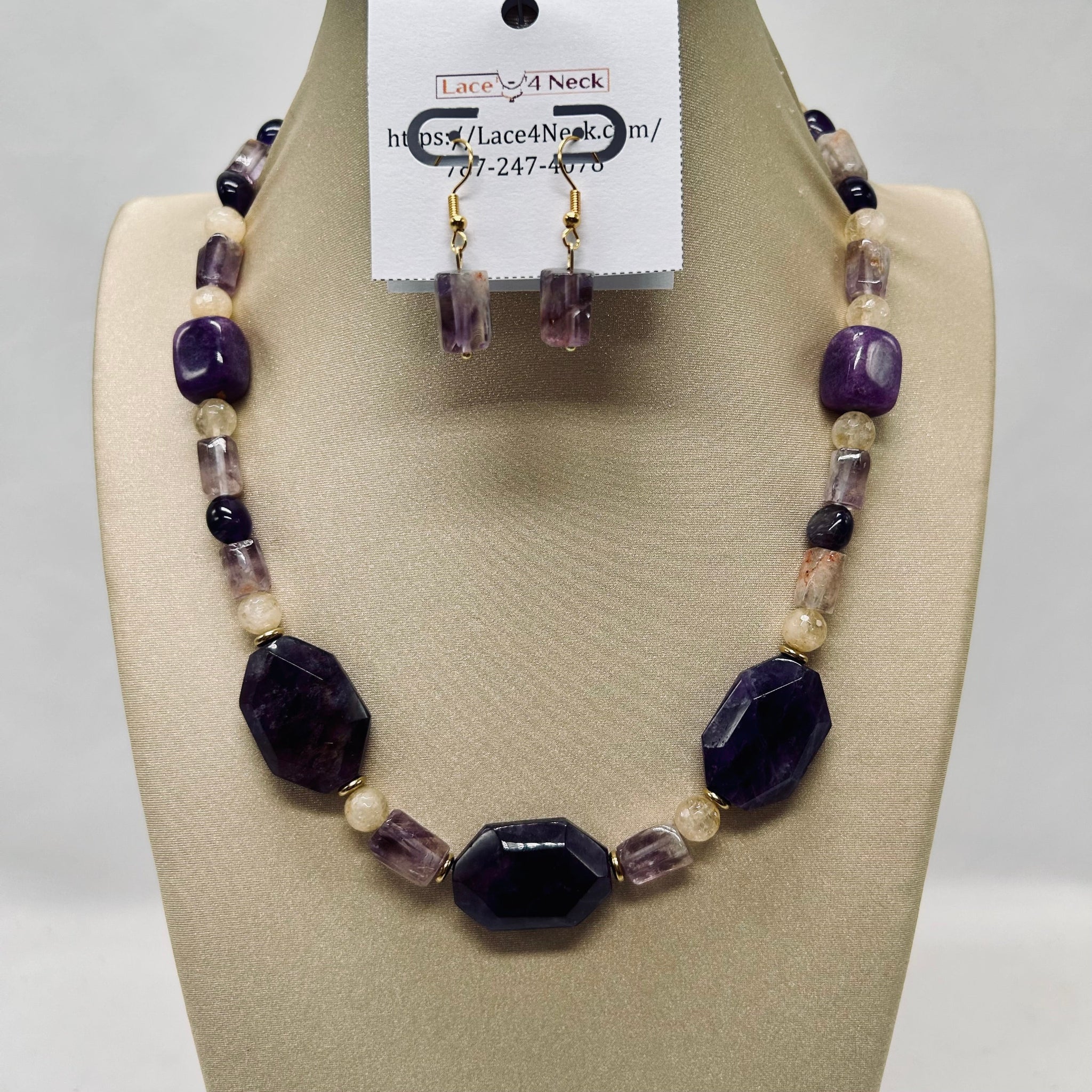 “Malva”, Amethyst, Ametrine & Citrine necklace