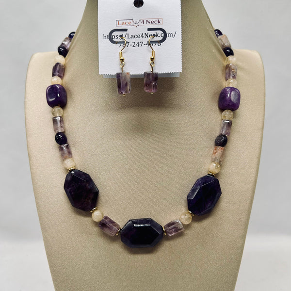 “Malva”, Amethyst, Ametrine & Citrine necklace