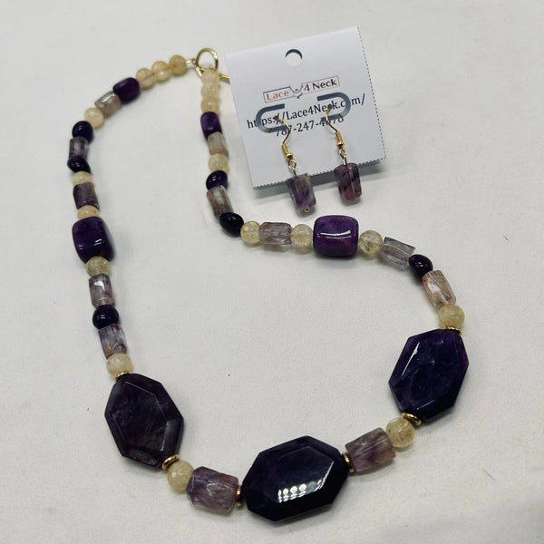 “Malva”, Amethyst, Ametrine & Citrine necklace