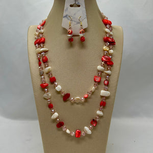 “Marina Rubra”, Red & White Shell necklace