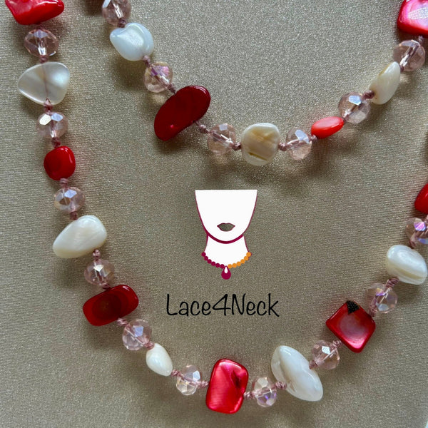 “Marina Rubra”, Red & White Shell necklace