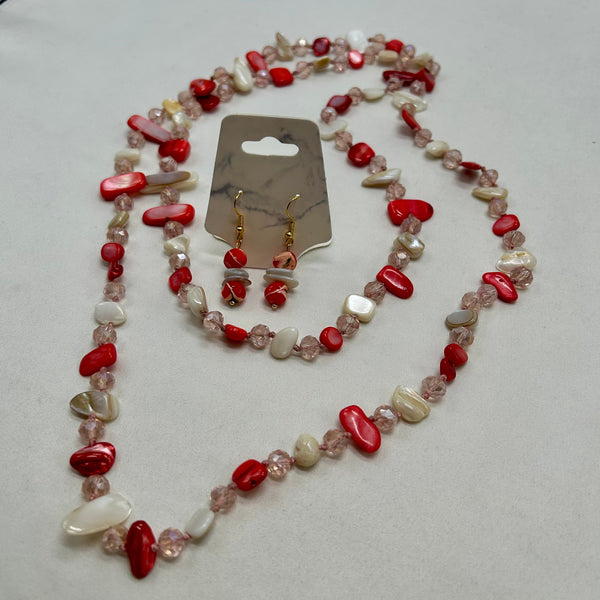 “Marina Rubra”, Red & White Shell necklace