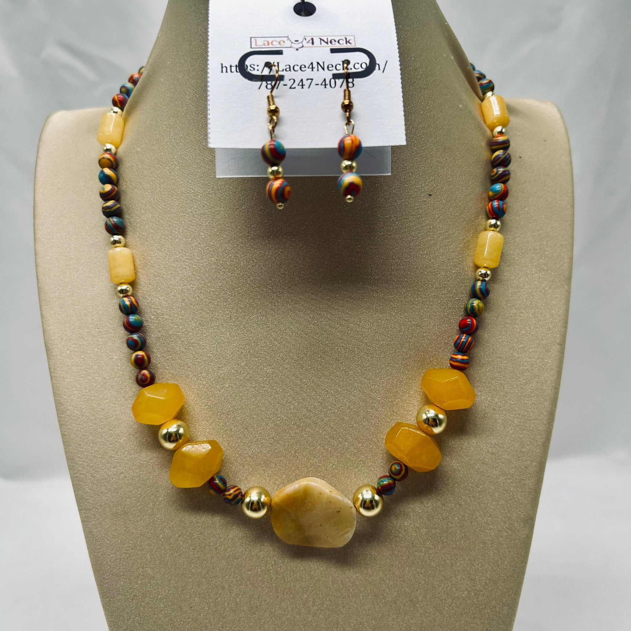 “Martina,” Jade, Malachite & Ocean Jasper necklace