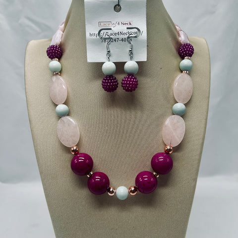 “Melody,” Fossil, Hematite & Jade necklace