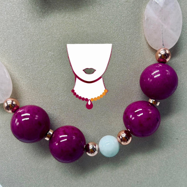 “Melody,” Fossil, Hematite & Jade necklace