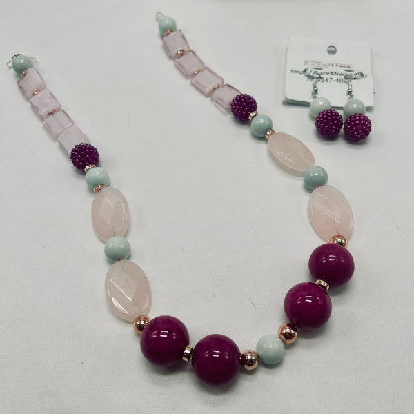 “Melody,” Fossil, Hematite & Jade necklace