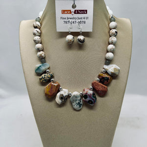 “Moana”, Ocean Jasper & White Shell Turquoise necklace
