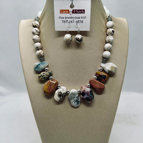 “Moana”, Ocean Jasper & White Shell Turquoise necklace