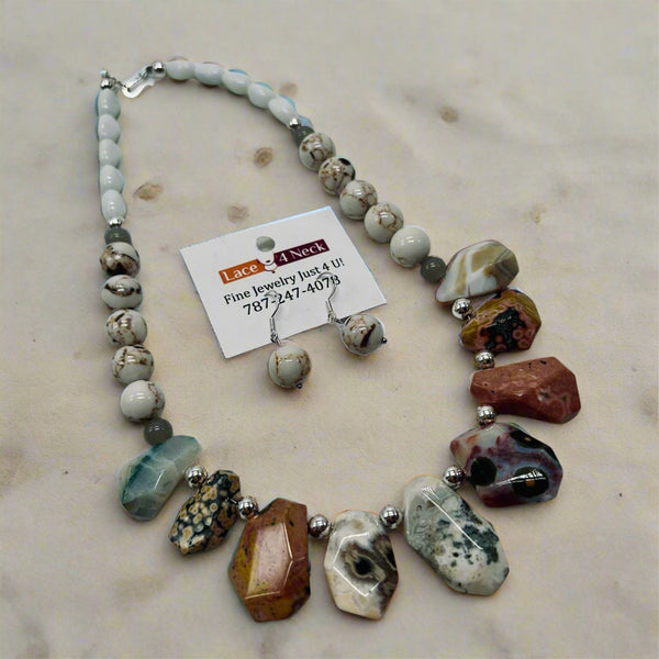 “Moana”, Ocean Jasper & White Shell Turquoise necklace