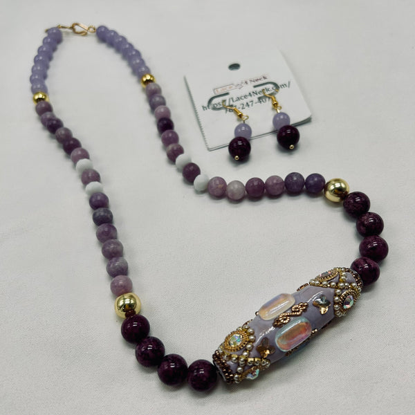 “Morado,” Indonesian Beads & Crazy Lace Agate necklace