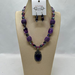 “Mystika”, Amethyst, Lepidolite & Jasper necklace