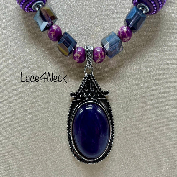 “Mystika”, Amethyst, Lepidolite & Jasper necklace