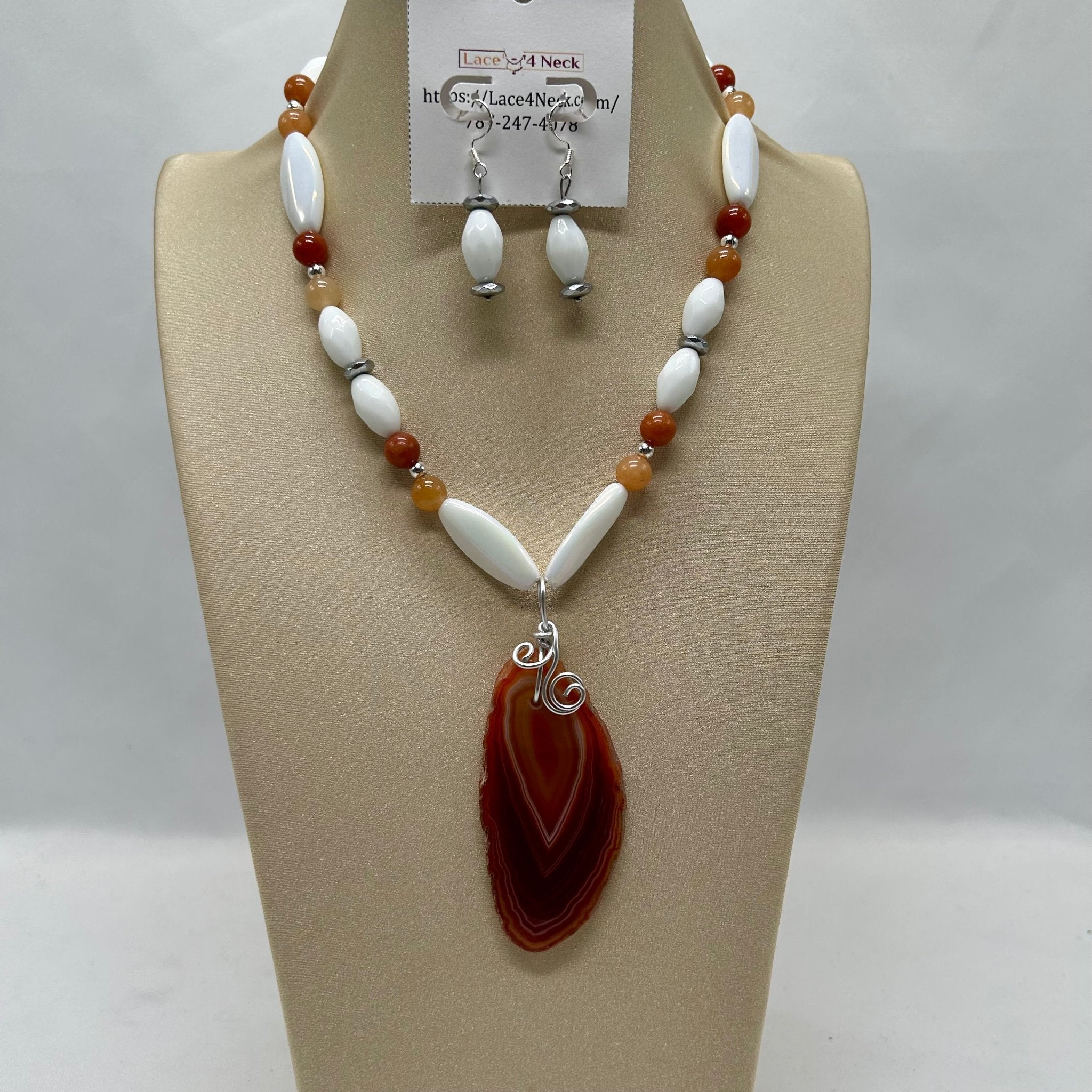 “Nectarine”, Porcelain & Red Aventurine necklace