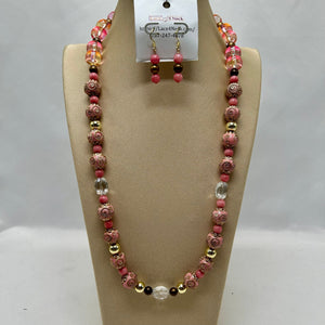 “Neutral”, Clay & Rhodonite necklace