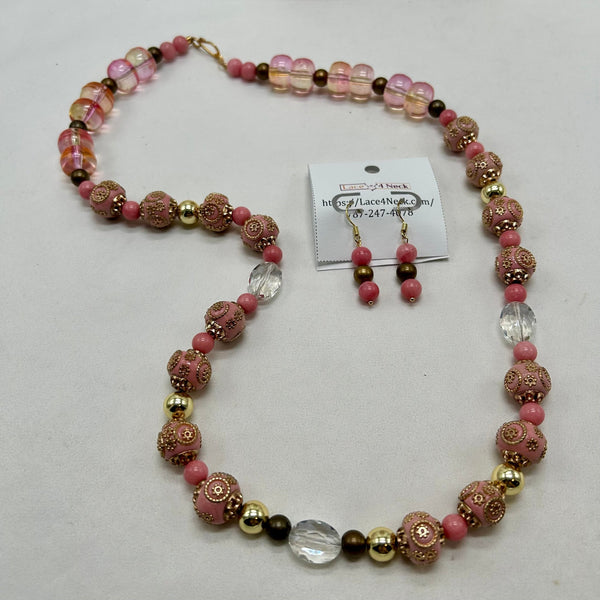 “Neutral”, Clay & Rhodonite necklace