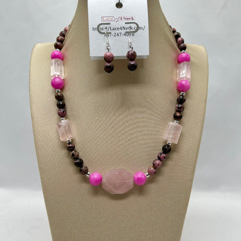 “Niralia”, Rhodochrosite & Rose Quartz necklace